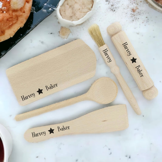 Personalised Star Baker, Children's Baking Set Utensils, kids birthday educational Baking Gift Set