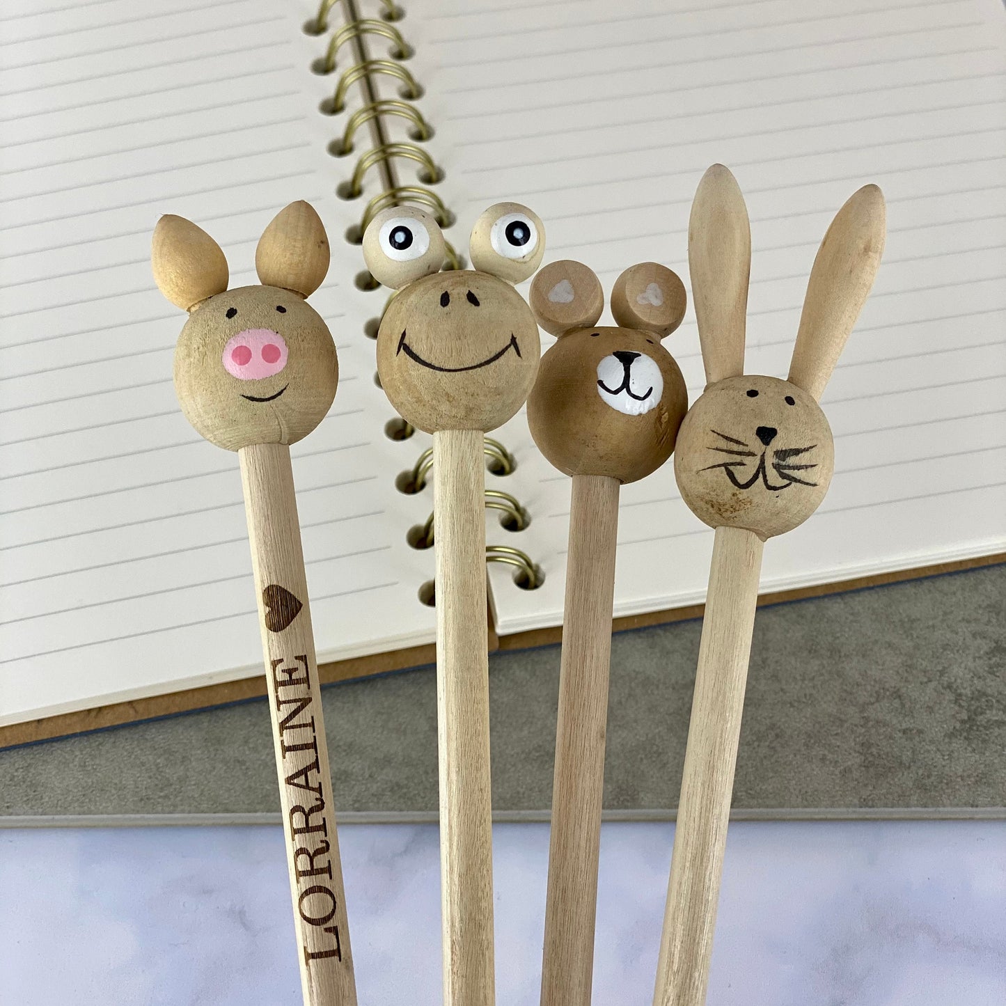 Personalised Wooden Animal Pencil