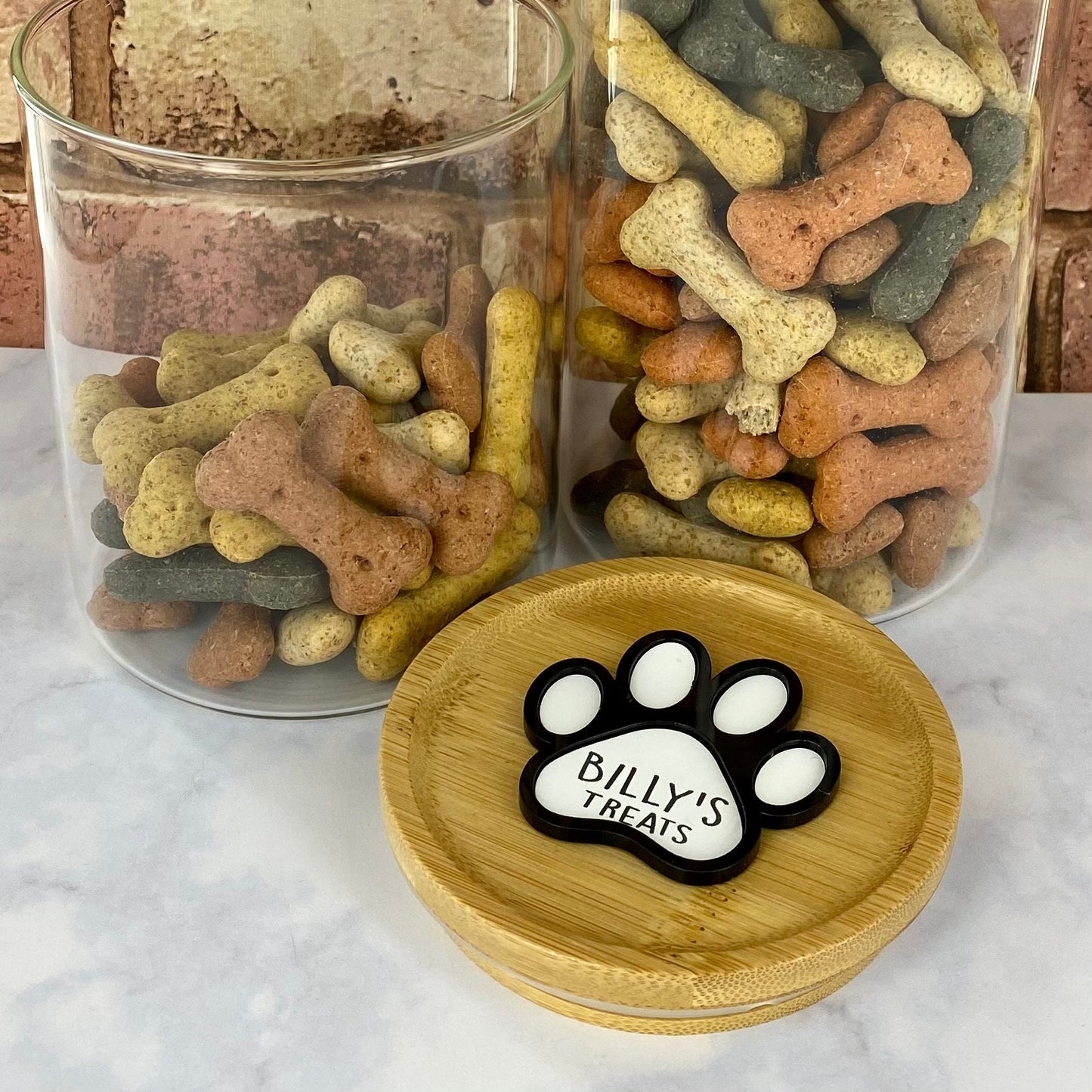 Personalised Dog Treats Pet Paw Print Glass Jar