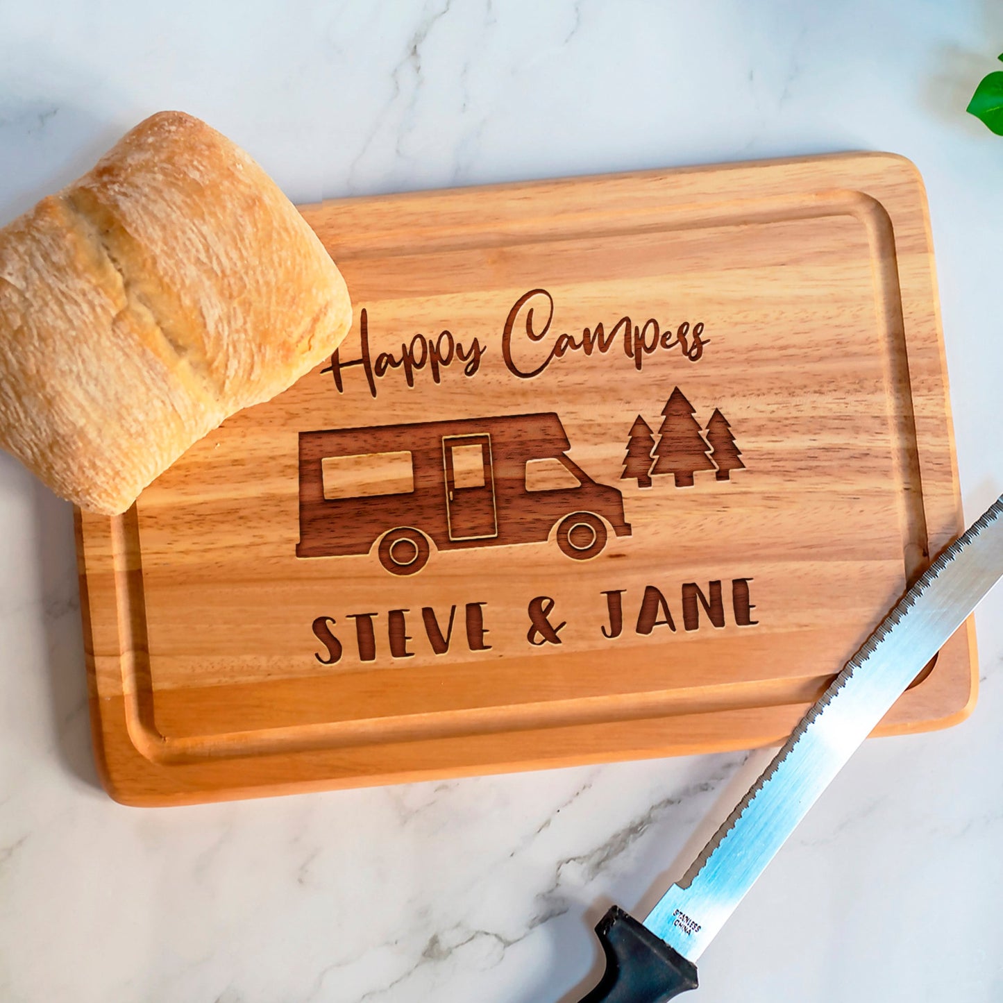 Personalised Happy Motor Home Campers Chopping Board