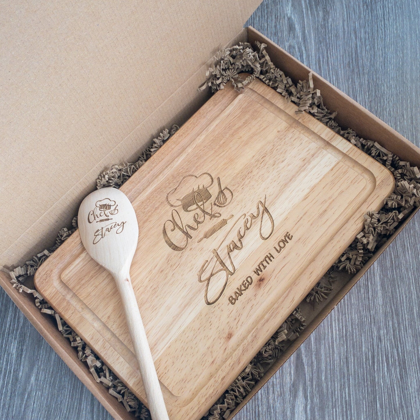 Personalised Baking Board & Wooden Spoon Set Gift