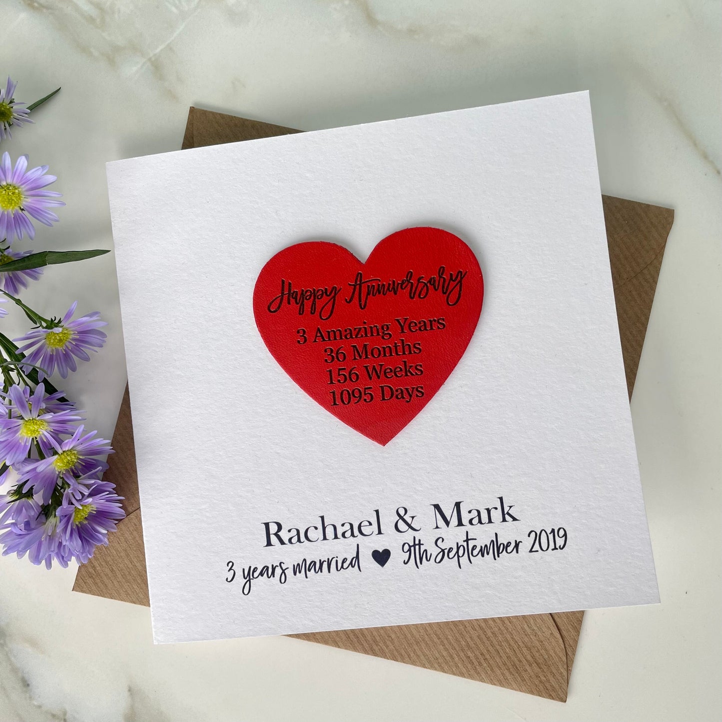 Third Leather Wedding Anniversary Card