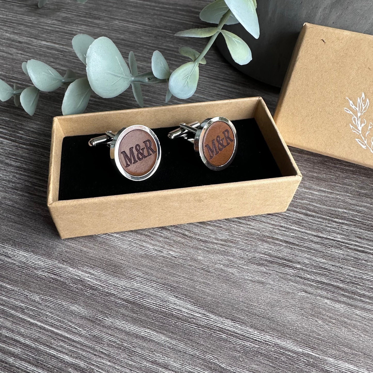 Cordovan Leather Cufflinks